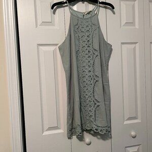Entro Light Blue Crochet Accent Midi Dress